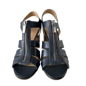 Michael Kors Navy Blue Zip Leather Sandals